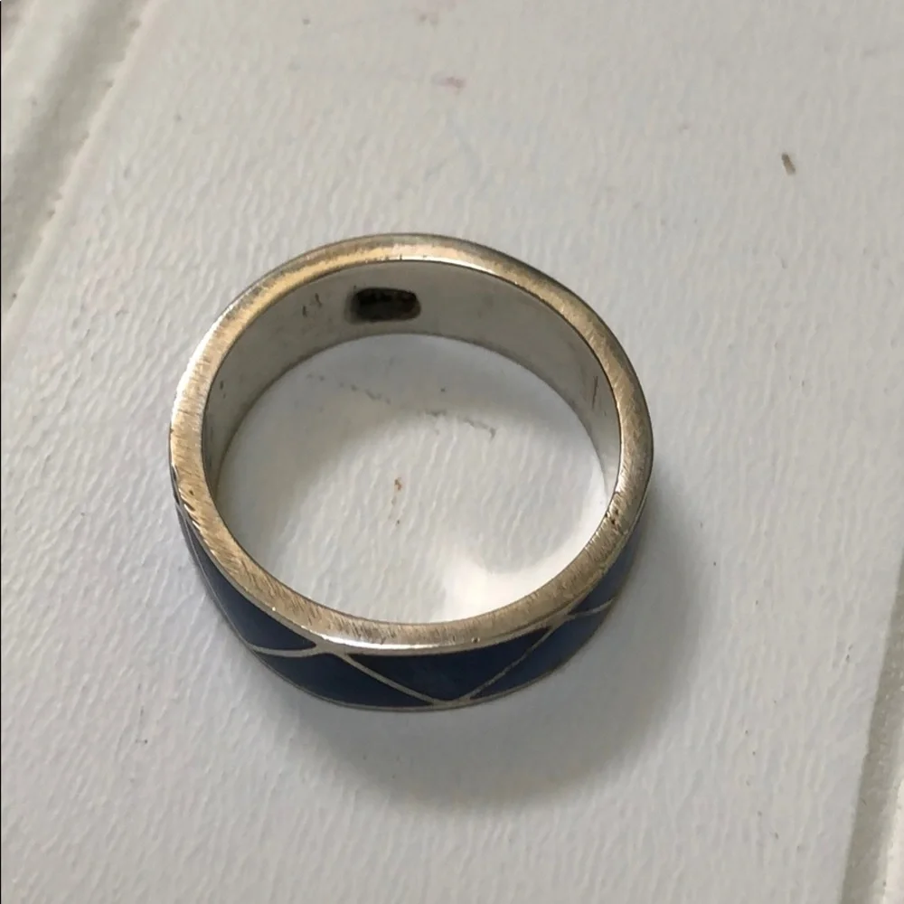 Blue and sterling silver ring